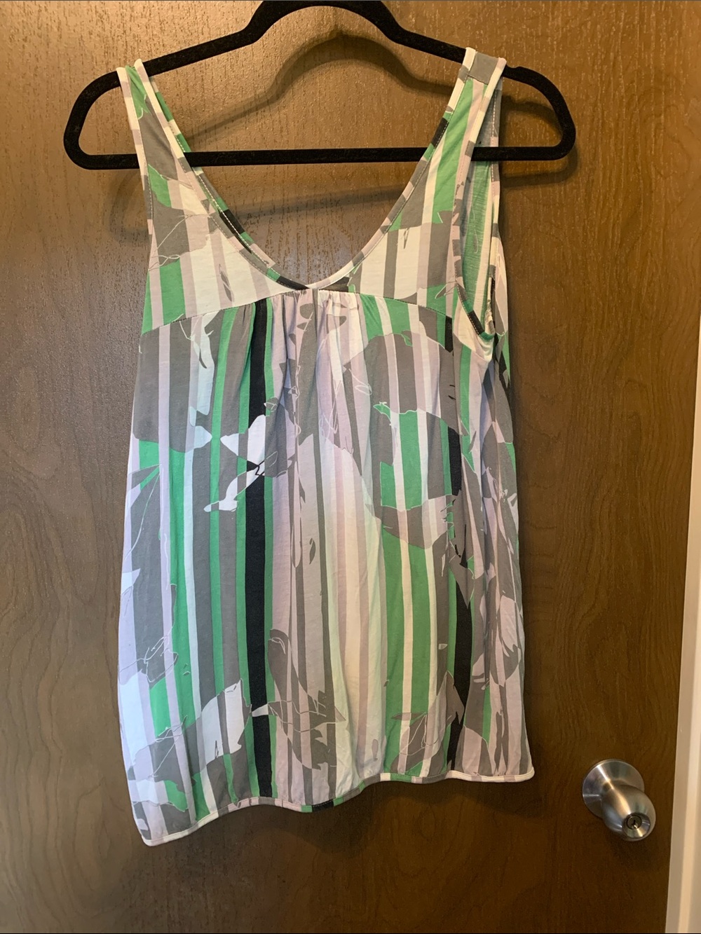 Diesel Green & Gray Striped Floral-Overlay Camisole